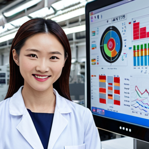 **

A modern, bright textile factory interior. Focus on advanced machinery and a smiling, confident textile engineer (male or female) in their late 20s/early 30s, wearing clean, professional attire (like a lab coat or smart casual). In the background, subtle data visualizations or charts hinting at improved efficiency or production metrics. The overall impression should be positive and forward-looking, suggesting a technologically advanced and well-compensated profession. Include Simplified Chinese characters subtly in the background, maybe on machinery labels or computer screens.

**