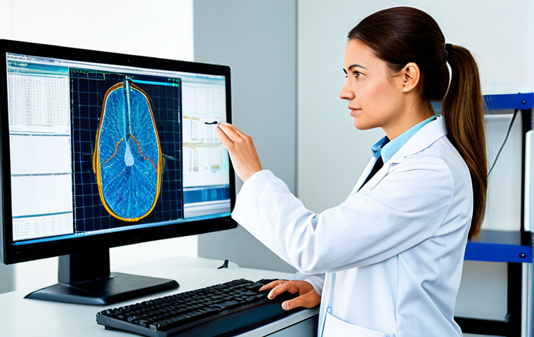A professional female fiber engineer, fully clothed in a modest lab coat over business casual attire, standing precisely operating a Universal Testing Machine in a brightly lit, modern textile laboratory. She is observing analytical data displayed on a connected computer screen with focus and precision. Other scientific equipment is subtly visible in the background, contributing to a professional atmosphere. safe for work, appropriate content, fully clothed, professional dress, perfect anatomy, correct proportions, natural pose, well-formed hands, proper finger count, natural body proportions, high-quality professional photography, detailed, realistic.