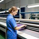 **

"A skilled textile technician, fully clothed in appropriate work attire, carefully examining fabric samples in a modern textile factory, surrounded by advanced machinery, safe for work, professional setting, perfect anatomy, natural proportions, high-quality image, well-formed hands, proper finger count, family-friendly, appropriate content."

**