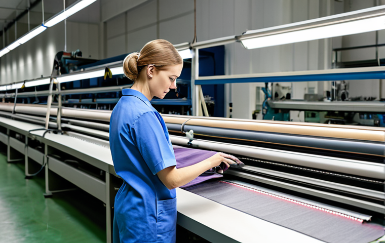 **

"A skilled textile technician, fully clothed in appropriate work attire, carefully examining fabric samples in a modern textile factory, surrounded by advanced machinery, safe for work, professional setting, perfect anatomy, natural proportions, high-quality image, well-formed hands, proper finger count, family-friendly, appropriate content."

**