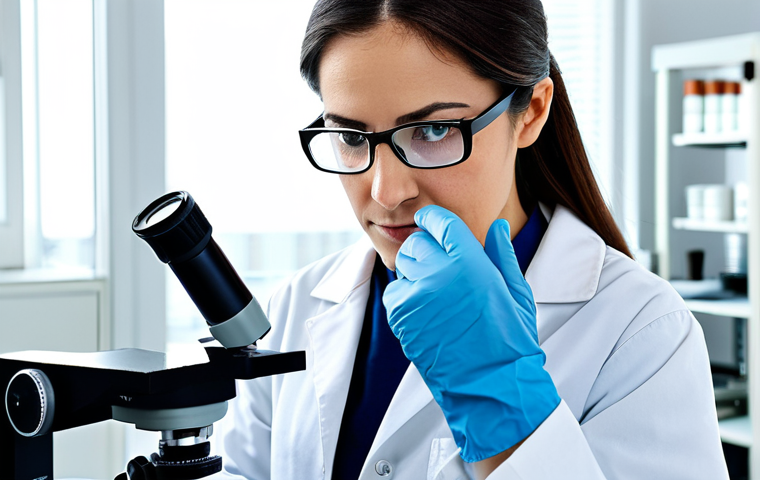 **

"A professional female textile engineer, fully clothed in a modest lab coat and safety glasses, examining a cotton fiber sample under a high-powered microscope in a bright, modern laboratory setting. The lab is clean and well-equipped. Focus on her confident expression and precise hand movements. Safe for work, appropriate content, professional, perfect anatomy, correct proportions, natural pose, well-formed hands, proper finger count, natural body proportions."

**