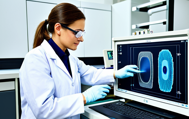 섬유기사와 미래 직업 시장 - Smart Textile Development**
"A professional fiber technician, fully clothed in lab coat and safety ...