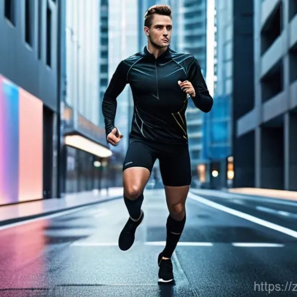 섬유기사 자격증 취득 후의 전망 - **Prompt:** A dynamic, high-angle shot of an athlete, either a runner or a cyclist, gracefully navig...