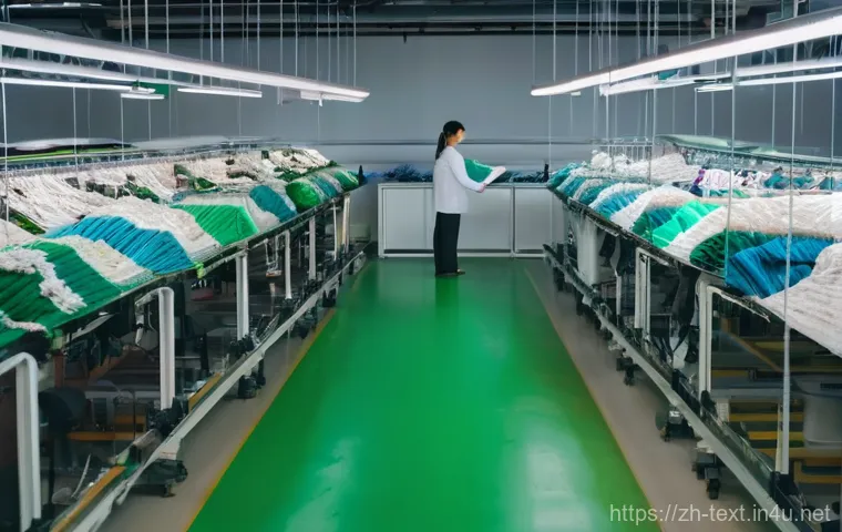 섬유기사와 텍스타일 리사이클링 - **Prompt Title:** High-Tech Textile Alchemy Lab
    **Image Prompt:** A sophisticated, clean, and fu...