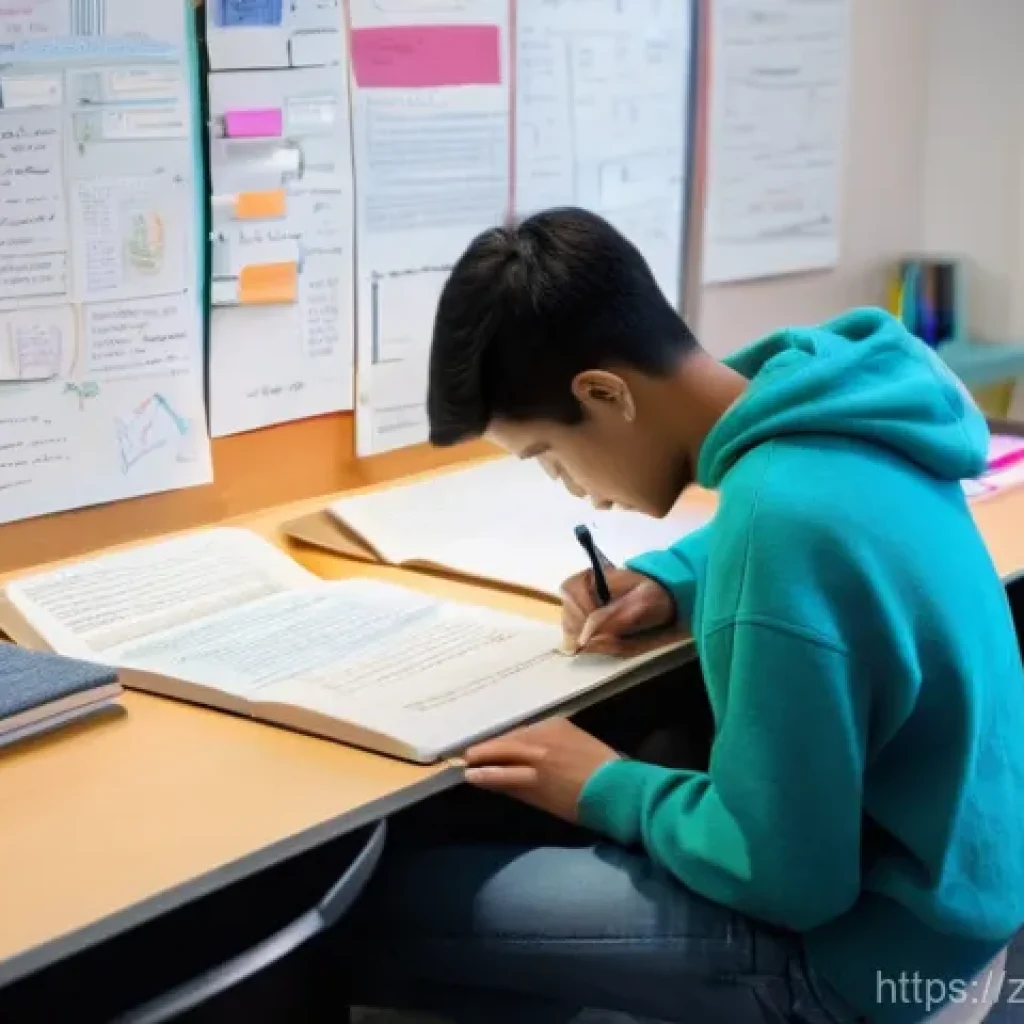 섬유기사 필기시험의 준비 방법 - **A focused young adult studying textile engineering.**
A detailed, wide shot of a neatly organi...