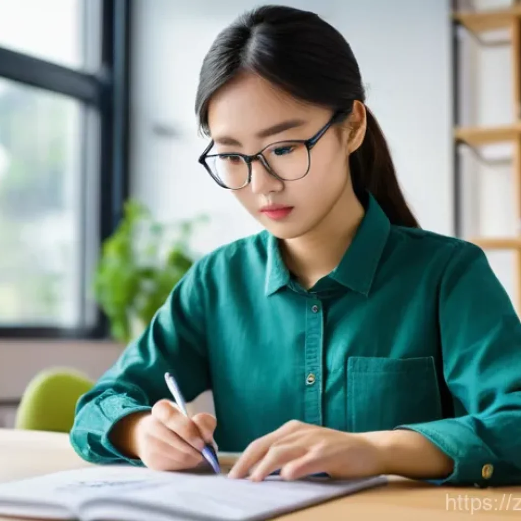 섬유기사 실기시험 준비 전략 - **Prompt:** A focused young East Asian textile engineering student, wearing a comfortable yet modest...