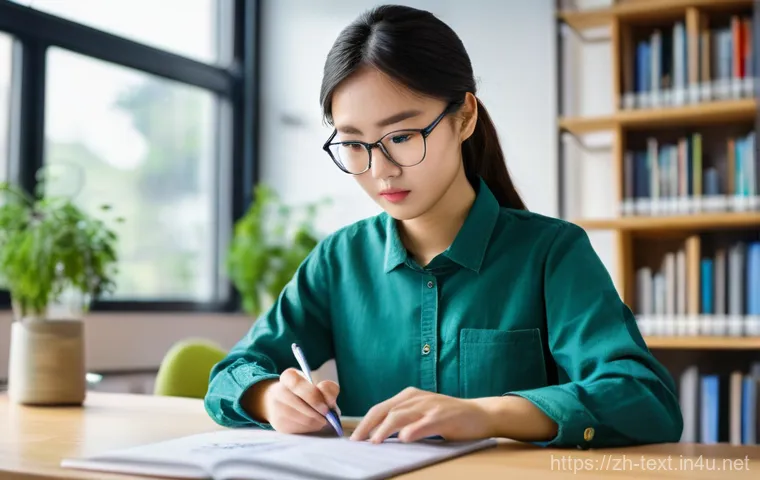 섬유기사 실기시험 준비 전략 - **Prompt:** A focused young East Asian textile engineering student, wearing a comfortable yet modest...