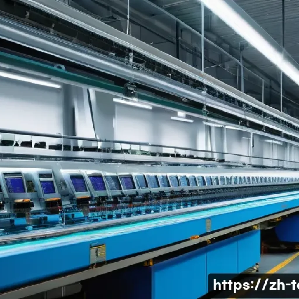 섬유기사와 섬유 생산 공정 - A modern textile factory interior showcasing advanced automated spinning machines and intelligent we...