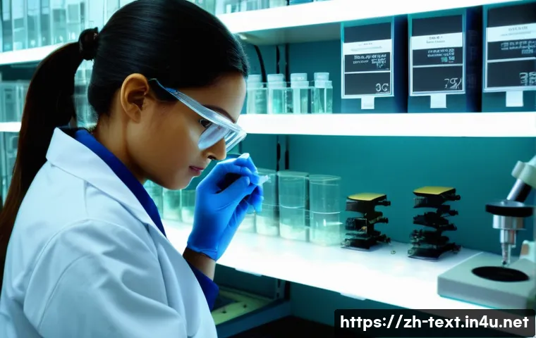 섬유기사 면접 준비법 - A modern fiber engineering laboratory scene showing a professional female engineer wearing safety gl...