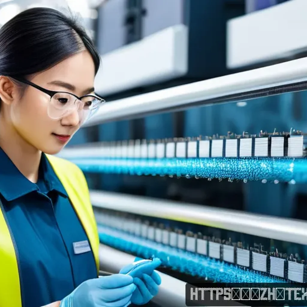 섬유기사 자격증 활용과 산업 적용 - A professional fiber technician in a modern textile factory setting, wearing clean industrial workwe...