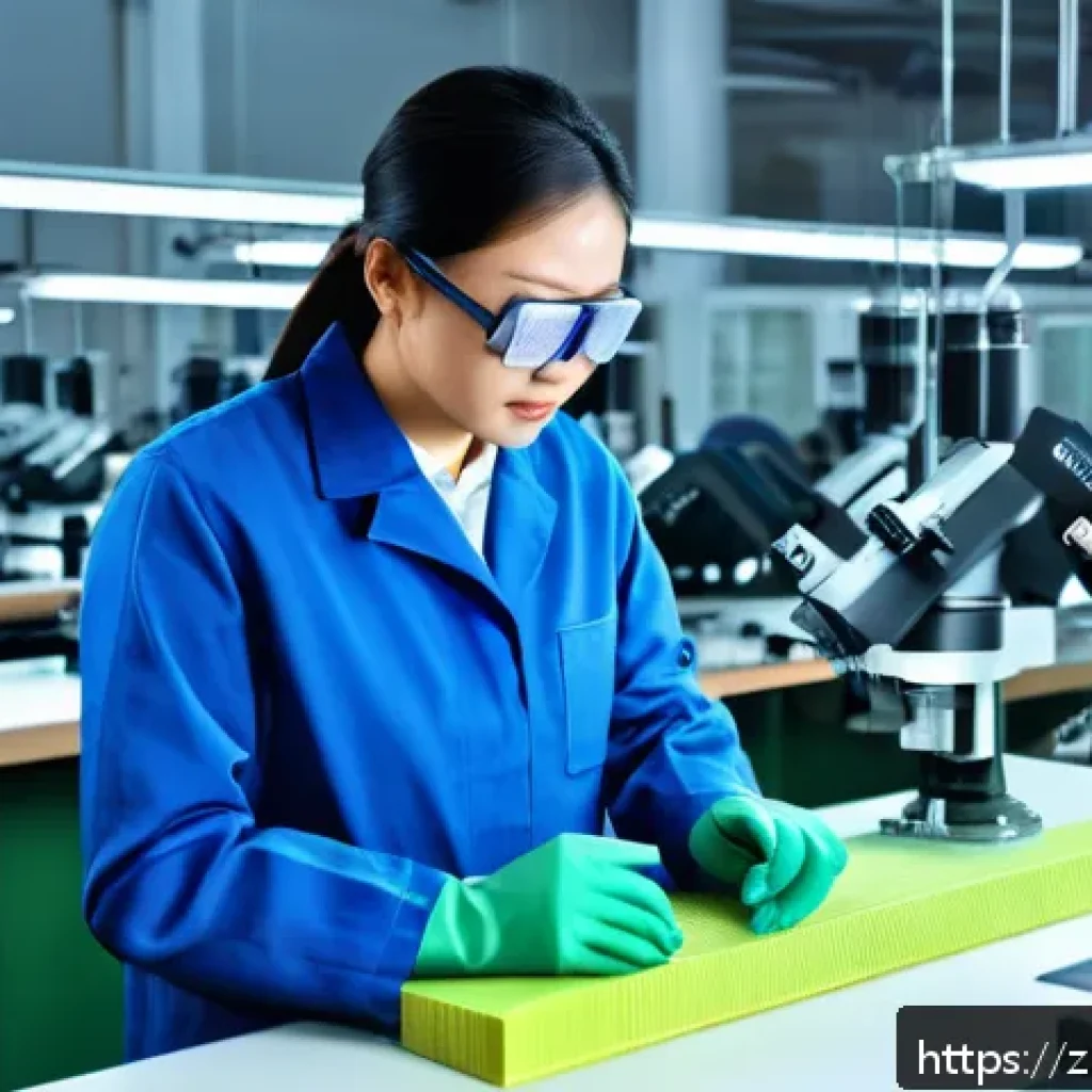섬유기사와 산업별 필요 자격 - A professional textile engineer in a modern factory setting, wearing safety glasses and industrial w...