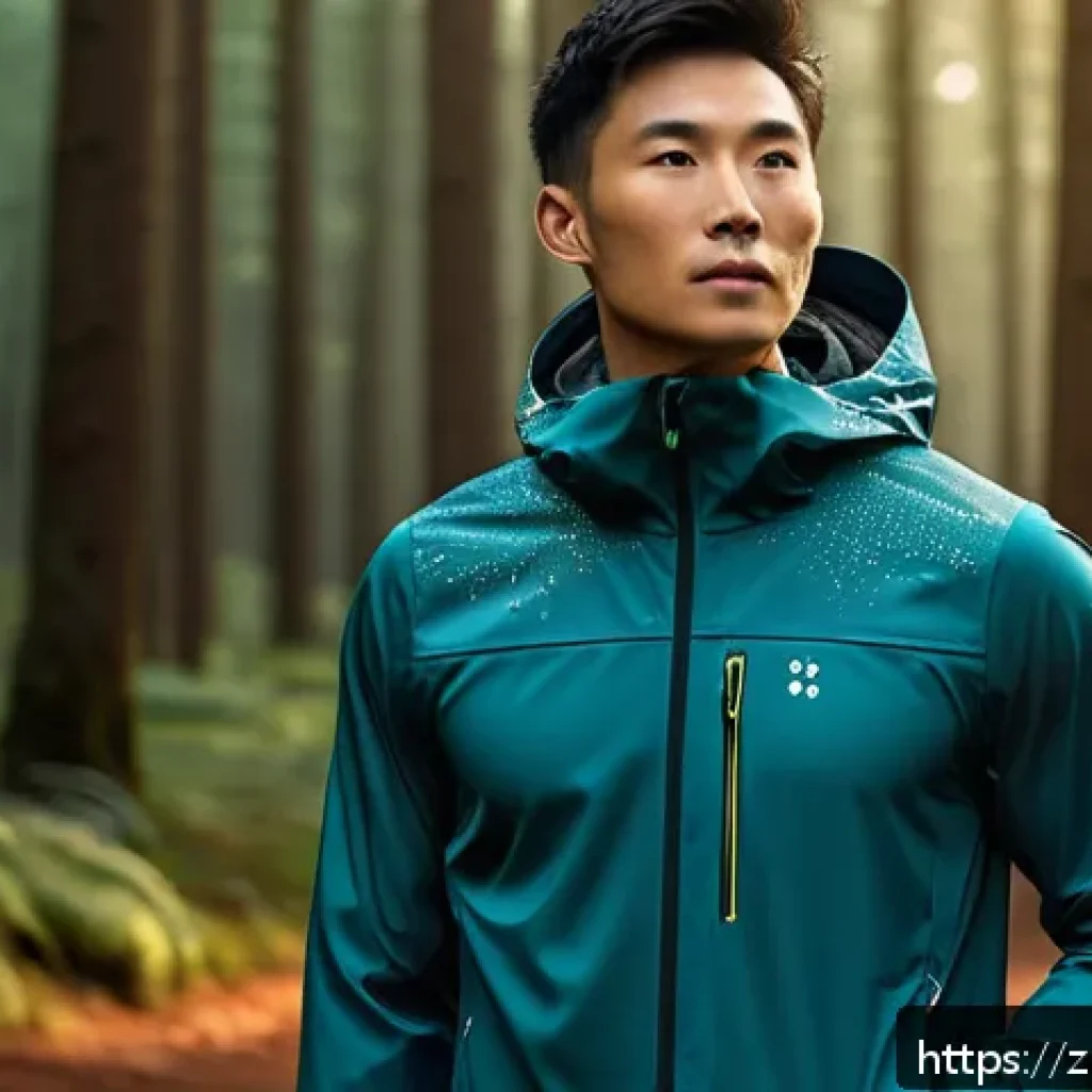 섬유기사와 의류 제조업 - A high-tech sports jacket made from nano silver ion antibacterial fabric, shown in a dynamic outdoor...