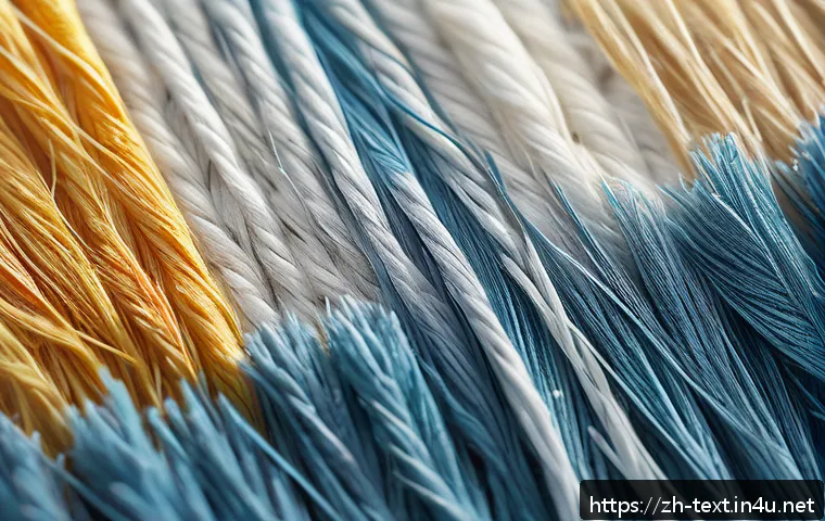 섬유기사 시험 과목별 정리 - A highly detailed scientific illustration showing the microscopic structure of natural fibers such a...
