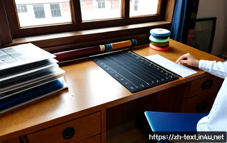 섬유기사와 시험 관련 유튜브 채널 - Photorealistic textile engineering exam preparation scene, focused young adult studying fabric swatc...