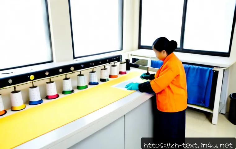 섬유기사 자격증과 유사 자격증 비교 - Photorealistic vocational certification comparison scene, a Chinese textile technician in neat workw...